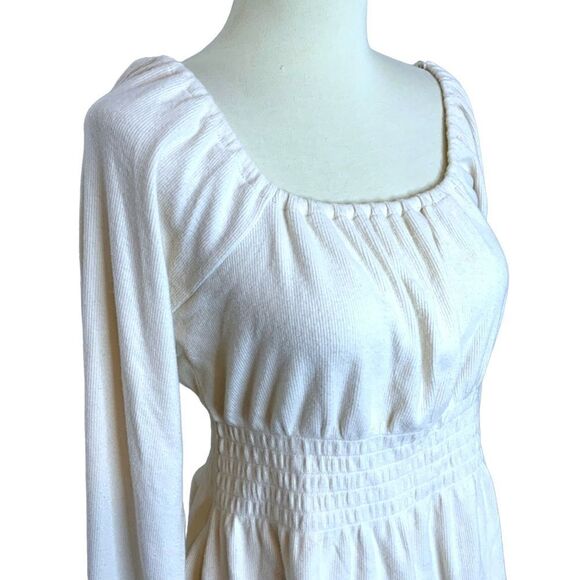MADEWELL Shirt Blouse Off The Shoulder Cream Elastic Waist Detail Knit Size M - Picture 4 of 10